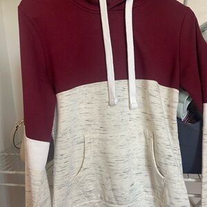 Reflex Burgundy and Cream Men's Hoodie Sweater